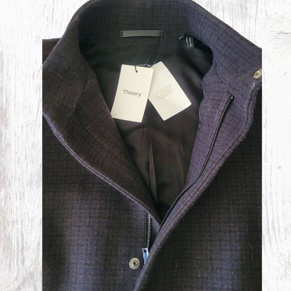 NWT Theory Clarence Wool Coat XL in Mink Multi Micro Check - Picture 9 of 16